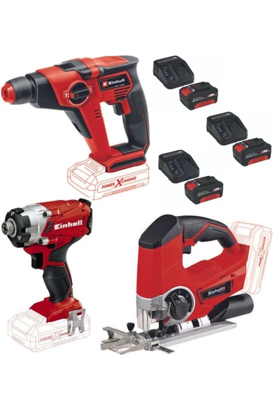 Einhell Te-hd 18/12 Vidalama Matkap Te-js 18 Dekupaj Testere Te-cı 18/1 Vidalama 3x4.0ah Akülü Set