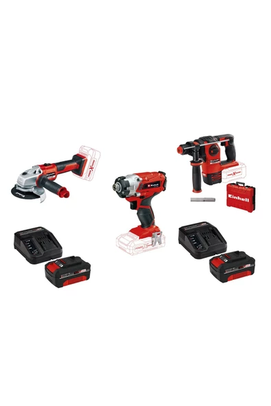 Einhell HeroccoKömürsüzPnömatik KırıcıDelici+AXXIO Kömürsüz Taşlama+ TE-CI 18/1 2X4 Ah akü 2x Dolum Cihazı