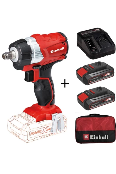 Einhell Te-cw 18 Li Bl Akülü Darbeli Somun Sıkma + 2x2,5 Ah Starterkit + Bez Çanta