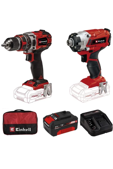 Einhell Te-cd 18/50 Li-ibl Darbeli Matkap+ Te-cı 18/1 Li Darbeli Vidalama +4ah Starterkit+ Bezçanta