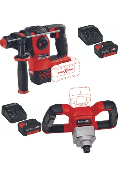 Einhell Herocco 18v Kırıcı Delici Te-mx 18 Li Karıştırıcı 2x4.0 Akülü Set