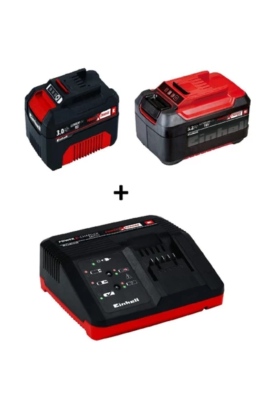 Einhell 18v Power X-change 3.0 Ah + 5.2 Akü + Hızlı Şarj Cihazı ürün görseli 1