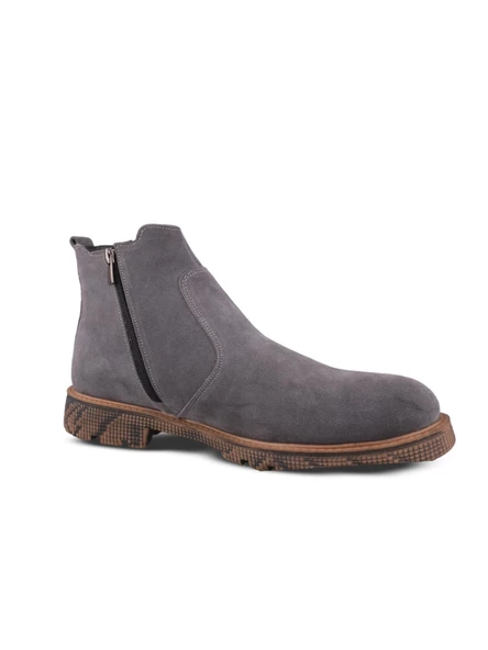 Erkek Chelsea Bot - Gri Süet, Hakiki Deri - Resim 3
