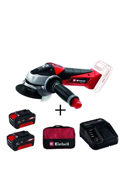 Einhell Te-ag 18/115 Li Akülü Avuç Taşlama + 2x4 Ah Starterkit + Bez Çanta