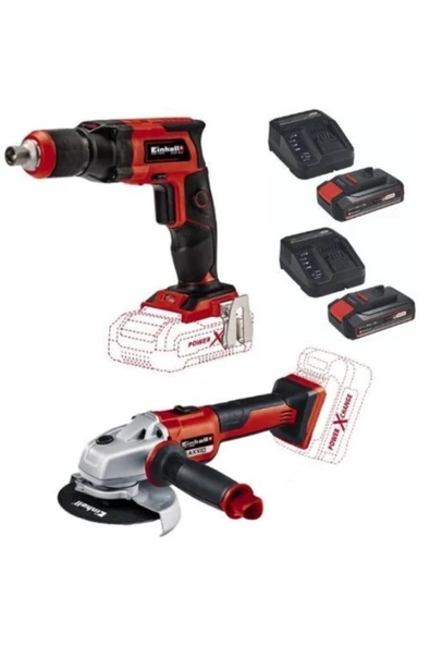 Einhell Te-dy 18 Akülü Alçıpan Vidalama Axxio 125 Mm Kömürsüz Avuç Taşlama 2x2.5ah Starter Kit Set