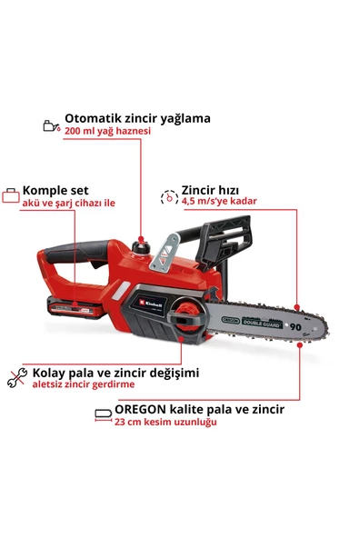 Einhell GE-LC 18/25-1 Li Kit (1x3,0 Ah), Akülü Ağaç Kesme - 3