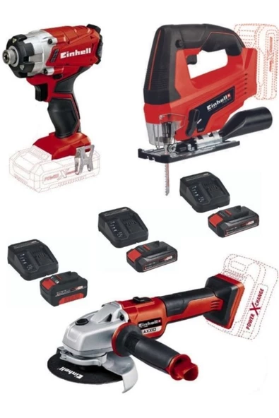 Einhell Te-ci 18/1 Vidalama Tc-js 18 Li Dekupaj Axxio 125 Mm Avuç Taşlama 2x2.5-4.0 Akülü Usta Seti