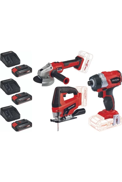 Einhell Axxio 18/115 Q Avuç Taşlama Tc-js 18 Li Dekupaj Te-cı 18 Bl Vidalama 3x2.5ah Akülü Set