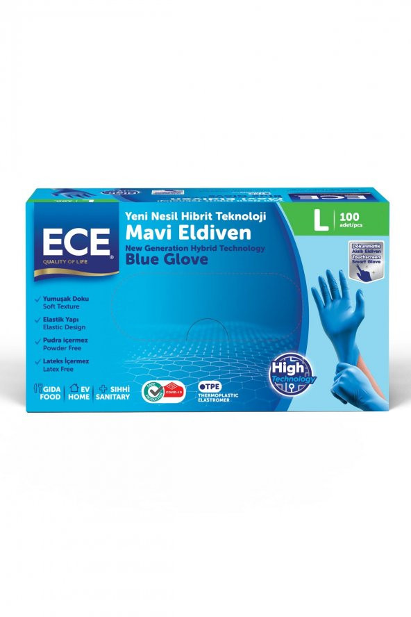 ECE YENİ NESİL HİBRİT TEKNOLOJİ MAVİ ELDİVEN 100LÜ L