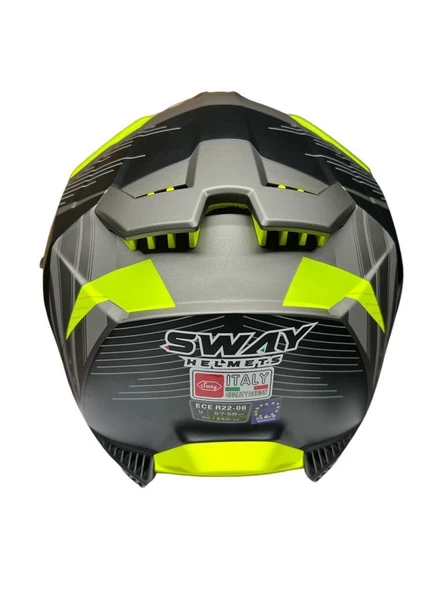 Sway Xbyc 865 Full Face Güneş Gözlüklü Kapalı Motosiklet Kaskı L Beden Titanium Sarı - Resim 4