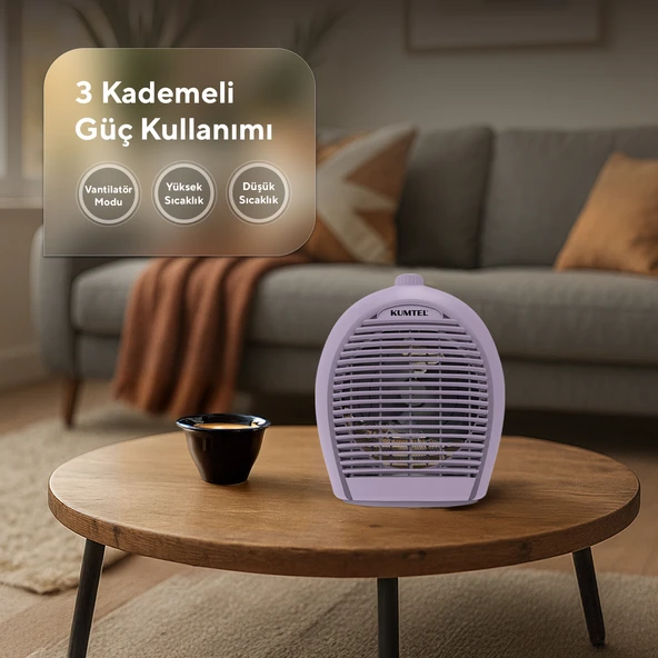 Kumtel Fanlı Isıtıcı 2000 W LX-6331 Lila - 4