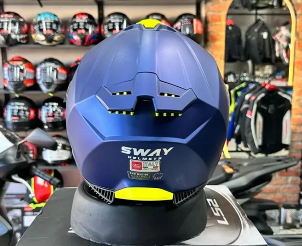 Sway Xbyc 865 Full Face Güneş Gözlüklü Kapalı Motosiklet Kaskı 2XL Beden Mat Mavi - 4