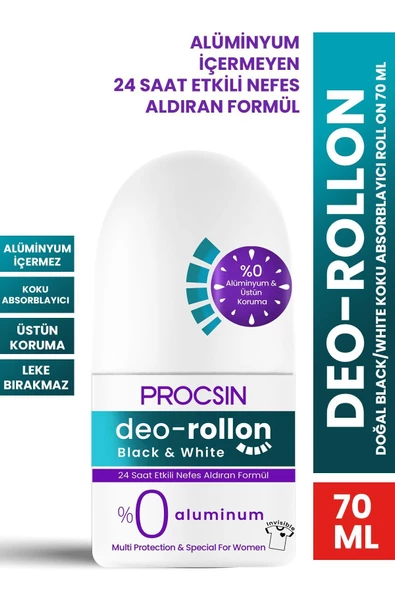 PROCSİN DOĞAL BLACK&WHİTE KOKU ABSORBLAYICI ROLL ON 70 ML