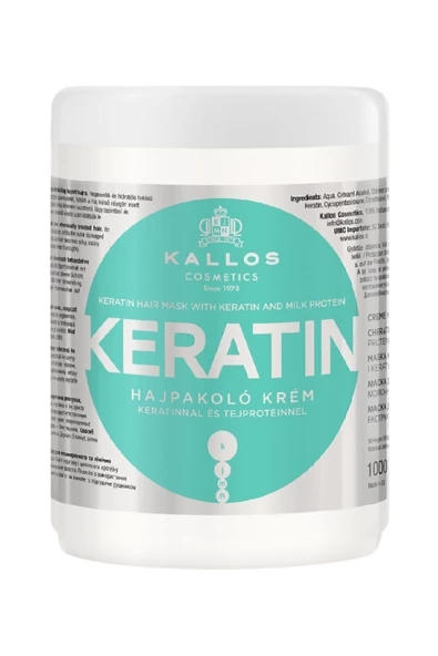 Kallos Cosmetics Keratinli Ve Süt Proteinli Keratin 1000ml Saç Maskesi Kuru Hasarlı