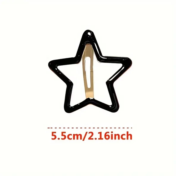2 Adet Siyah Renkli Yıldız Çıt Çıt Saç Tokası Büyük Boy 6 cm - 2