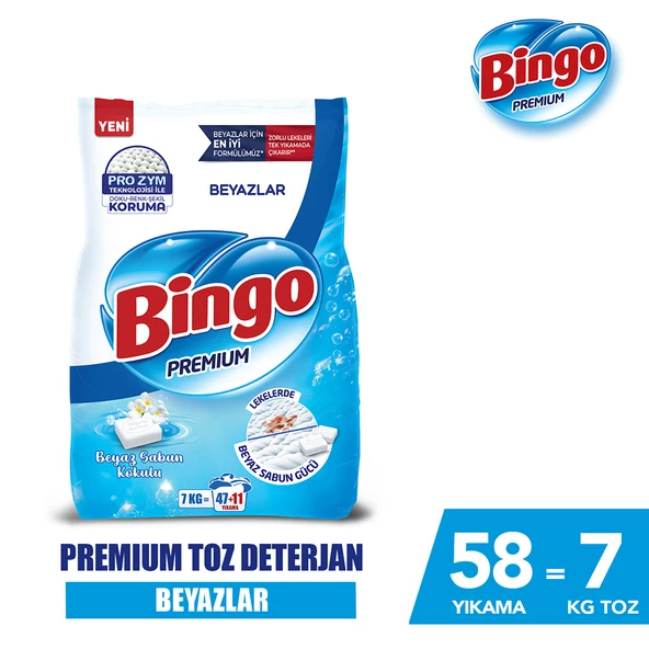 Bingo Premium Toz Çamaşır Deterjanı 7 Kg Beyaz