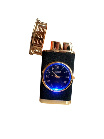 Saatli Tek Torch Jet Alev Çakmak