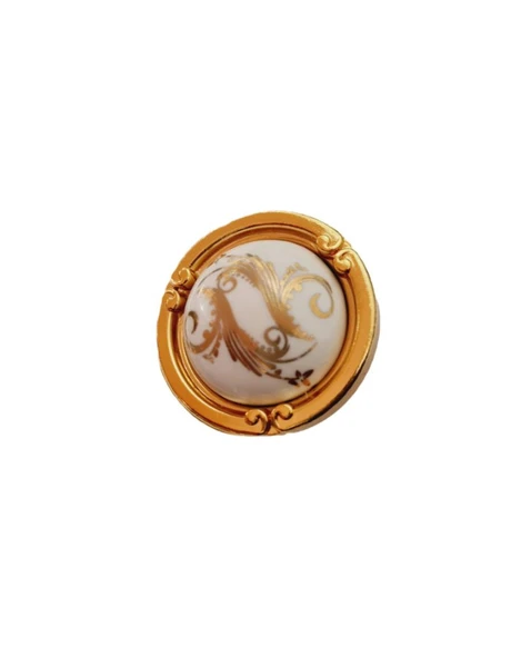 PORSELEN DÜĞME KULP METAL GOLD MOTİFLİ / 5 ADET