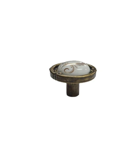 PORSELEN DÜĞME KULP METAL ANTİKSARI MOTİFLİ / 5 ADET - 3