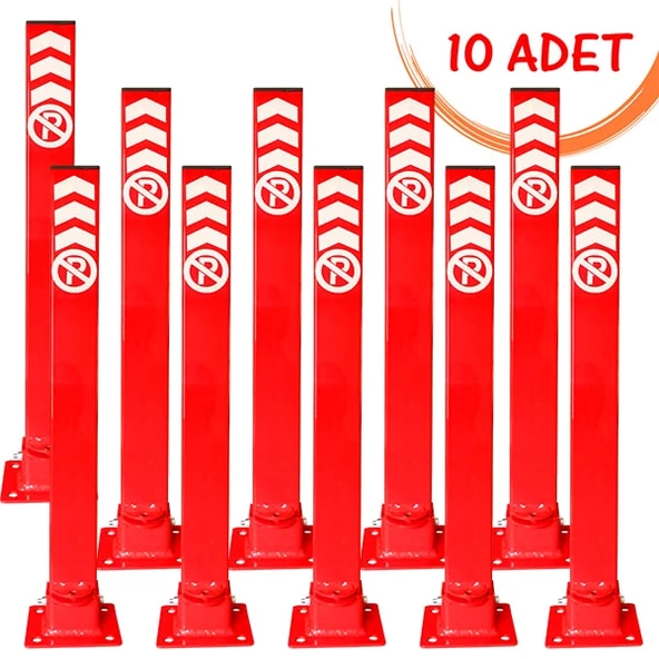 Kilitli Otopark Direği Kilitli Yatar Park Bariyeri Kişisel Otopark Direk 60 cm (10 ADET) Kırmızı