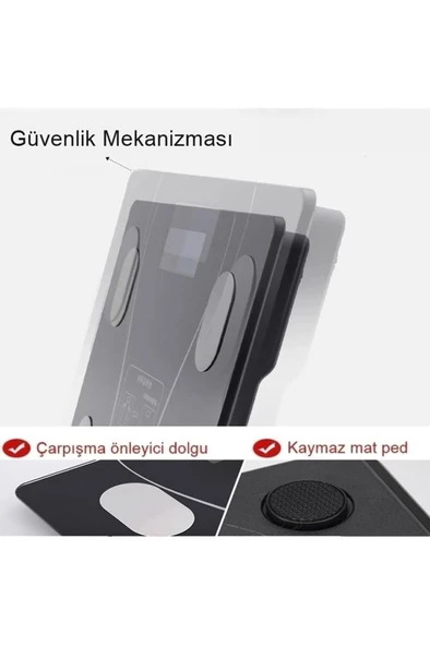 Torima XK-26C Siyah Dijital Baskül Yağ Kas Su Vücut Kitle İndeksi Kilo Ölçer Bluetooth Tartı - 4