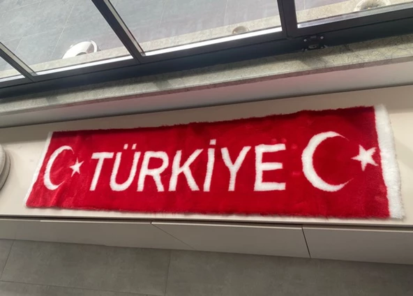 Torpido Üstü Ay Yıldızlı Türkiye Yazılı Peluş Örtü 155x40 Cm - Resim 2