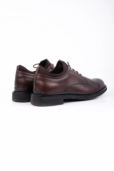 Koyu Kahverengi %100 Deri Analin Bağcıklı Classic Ayakkabı 1033245163 - Resim 4