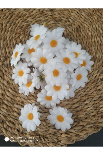 Sermet Süs Dünyası Papatya Kafası Mini Çiçek Kumaş Süsleme Papatyası 50'li Paket - 2