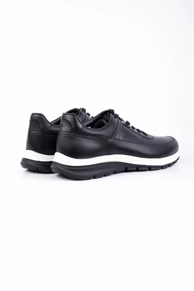 Siyah %100 Deri Analin Bağcıklı Casual Ayakkabı 1033245161 - Resim 5