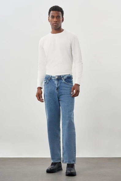 Koyu Lacivert Düz Cord Pamuklu 5 Cep Oversize Casual Denim Pantolon 1023245156 - 2