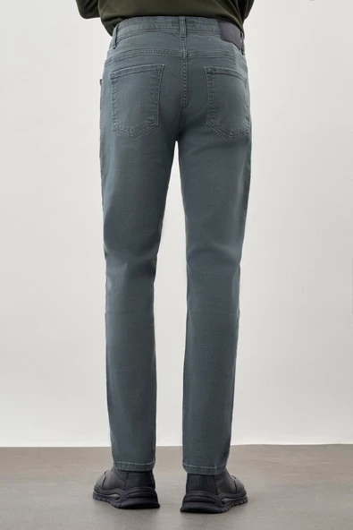 Su Yeşili Düz Gabardin Pamuklu 5 Cep Slim Fit Casual Denim Pantolon 1023245158 - 4