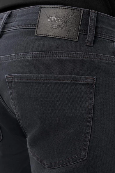 Koyu Antrasit Düz Gabardin Pamuklu 5 Cep Slim Fit Casual Denim Pantolon 1023245158 - Resim 5