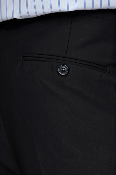 Siyah Esnek Yandan Cepli Comfort Fit Classic Pantolon 1003245005 - 5