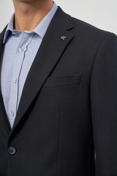 Koyu Lacivert Baskılı Mono Yaka 4 Drop Comfort Fit Classic Ceket 1002245157 - Resim 6