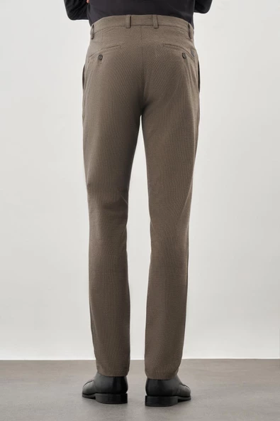 Koyu Vizon Esnek Yandan Cepli Casual Slim Fit Chino Pantolon 1003245174 - 4