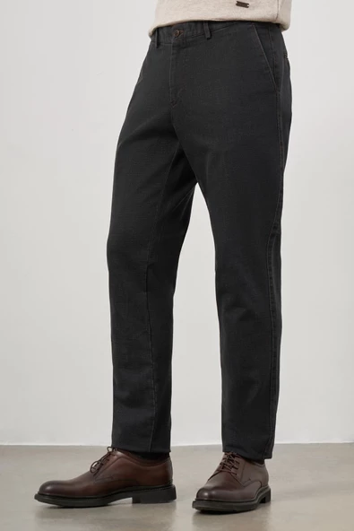 Koyu Antrasit Pamuklu Yandan Cepli Casual Comfort Fit Chino Pantolon 1003245156 - 5