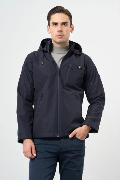 Koyu Lacivert Kapüşonlu Astarlı Slim Fit Dar Kesim Casual Mont 1007235900