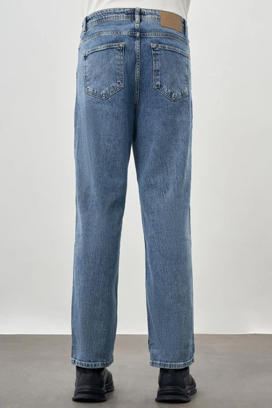 Koyu Lacivert Düz Cord Pamuklu 5 Cep Oversize Casual Denim Pantolon 1023245156 - 4