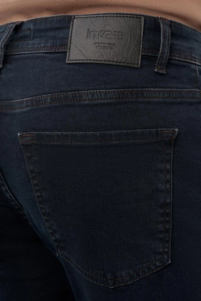 Koyu Lacivert Düz Gabardin Pamuklu 5 Cep Slim Fit Casual Denim Pantolon 1023245159 - Resim 5