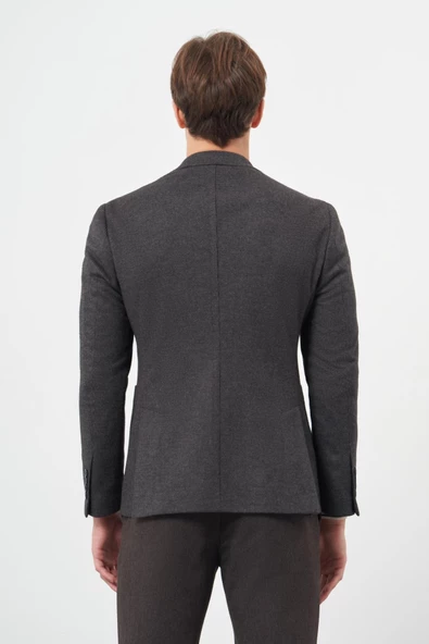 Siyah Örme Mono Yaka 6 Drop Slim Fit Ceket 1002245151 - 5