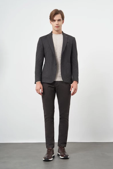 Siyah Örme Mono Yaka 6 Drop Slim Fit Ceket 1002245151 - 2