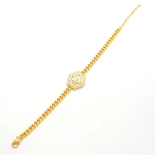 Çelik Bileklik Altın kaplama Kadın Figaro Taşlı Model BLK-1058 - Resim 4