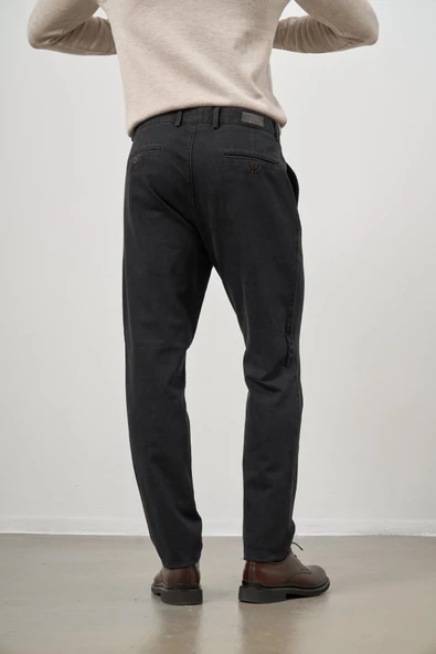 Koyu Antrasit Pamuklu Yandan Cepli Casual Comfort Fit Chino Pantolon 1003245156 - 6