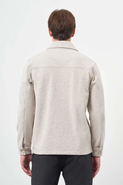 Bej Örme Polo Yaka Jakarlı Desen Yırtmaçsız Astarsız Slim Fit Classic Mont 1007245160 - Resim 5