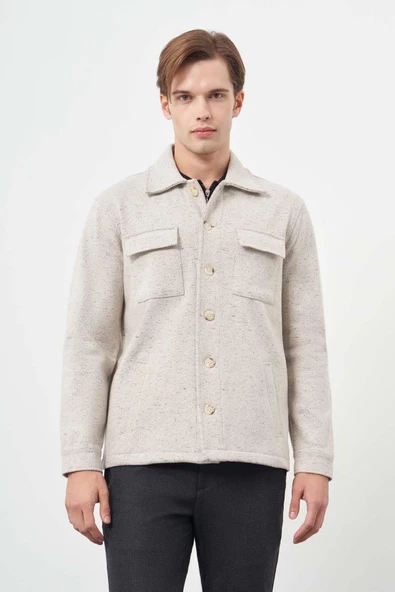 Bej Örme Polo Yaka Jakarlı Desen Yırtmaçsız Astarsız Slim Fit Classic Mont 1007245160