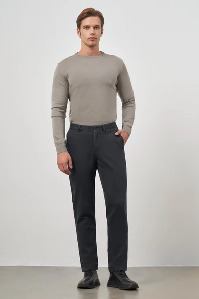 Siyah Pamuklu Yandan Cepli Casual Comfort Fit Chino Pantolon 1003245154 - Resim 2