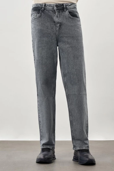 Siyah Düz Cord Pamuklu 5 Cep Oversize Casual Denim Pantolon 1023245156