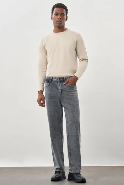 Siyah Düz Cord Pamuklu 5 Cep Oversize Casual Denim Pantolon 1023245156 - 2