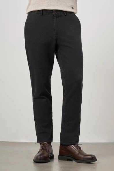Koyu Antrasit Pamuklu Yandan Cepli Casual Comfort Fit Chino Pantolon 1003245156 - 4