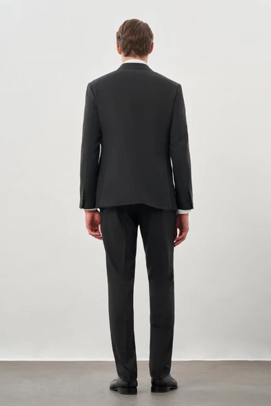 Koyu Antrasit Bez Ayağı Mono Yaka Tam Astar Esnek 6 Drop Comfort Fit Takım Elbise 1001245900 - 5
